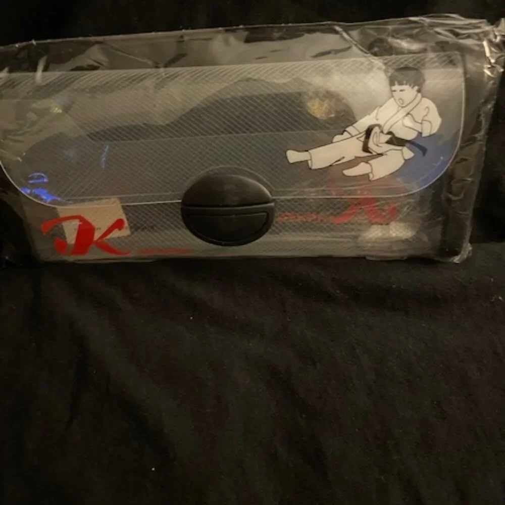 Vintage 1996 Flomo Karate Ribbed Plastic Pencil Case.  Karate motif, Sealed NWT